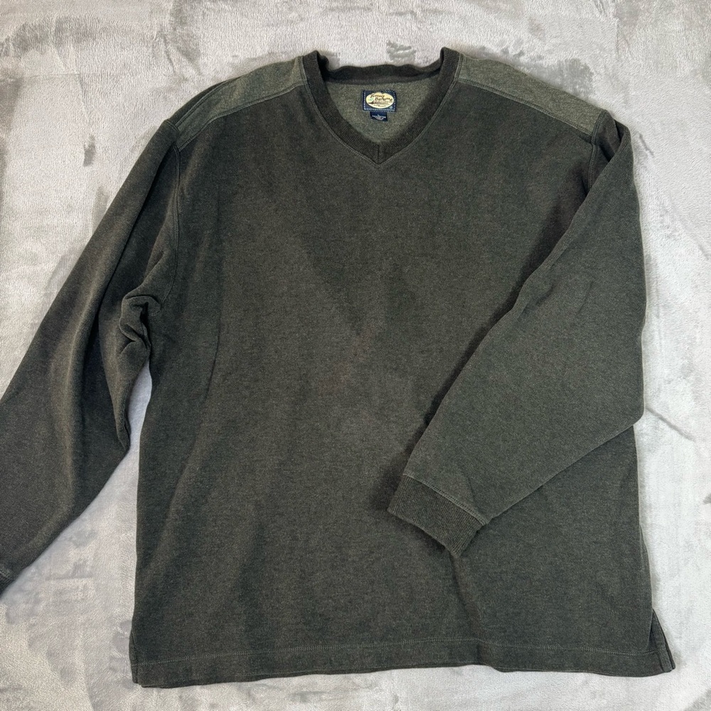 Tommy Bahama Sweater Mens Large V Neck Pullover Green/Gray